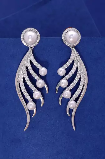 Silver color american diamond earrings