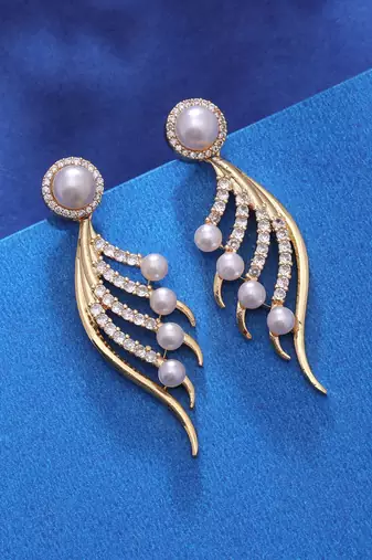 Gold color american diamond earrings