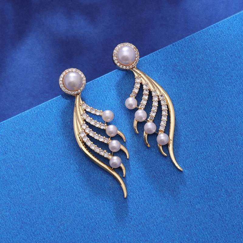 Gold color american diamond earrings