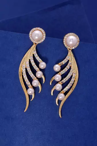 Gold color american diamond earrings