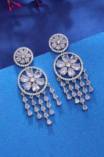 Silver color fashion diamond earrings