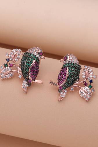 Multi color american diamond earrings