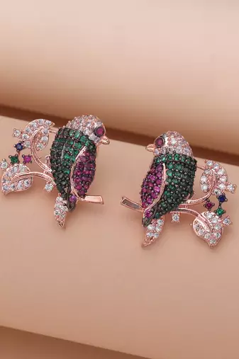 Multi color american diamond earrings