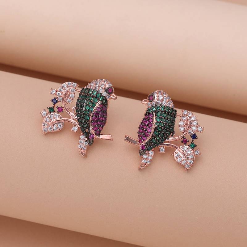 Multi color american diamond earrings