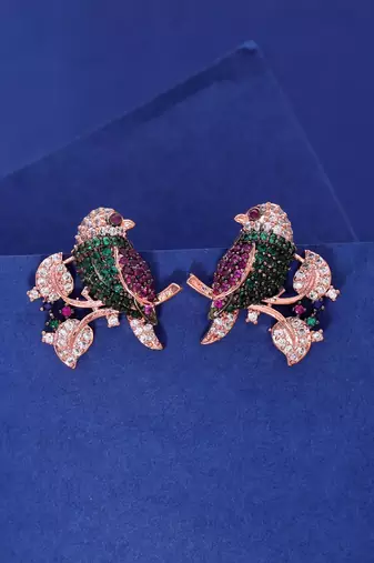 Multi color american diamond earrings