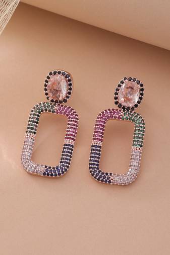 Multi color party wear diamond earrings