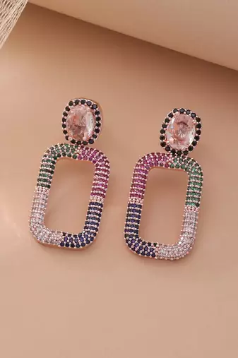 Multi color party wear diamond earrings