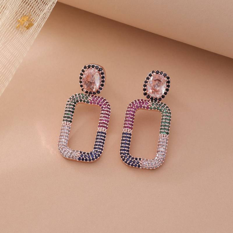 Multi color party wear diamond earrings