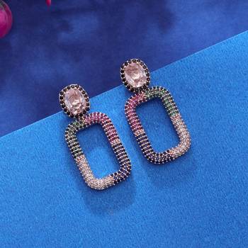Multi color party wear diamond earrings 2