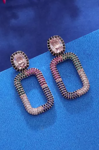 Multi color party wear diamond earrings