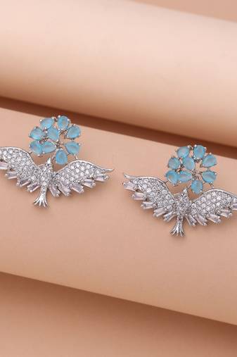 Firozi color american diamond earrings