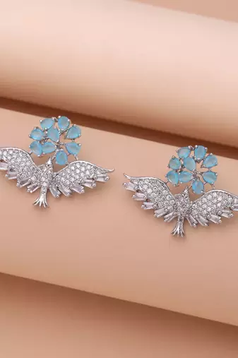 Firozi color american diamond earrings