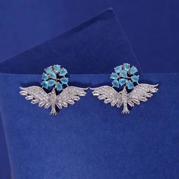 Firozi color american diamond earrings 2