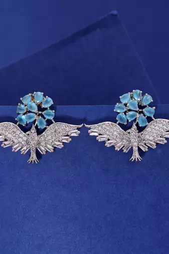Firozi color american diamond earrings