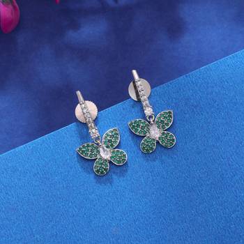Green color american diamond earrings 1