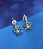 Green color american diamond earrings