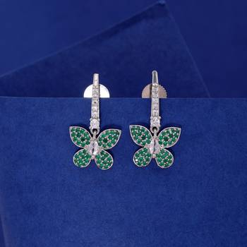 Green color american diamond earrings 2