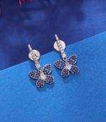Navy blue color diamond earrings