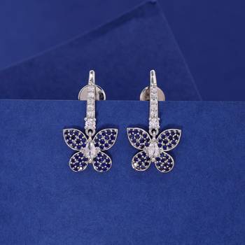 Navy blue color diamond earrings 2
