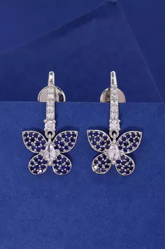 Navy blue color diamond earrings