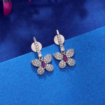 Silver color crystal diamond earrings 1