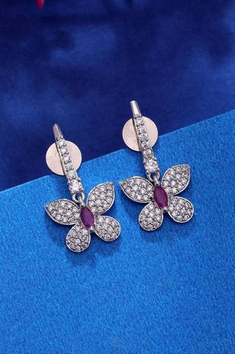 Silver color crystal diamond earrings