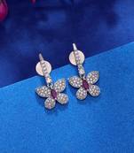 Silver color crystal diamond earrings