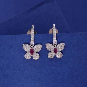 Silver color crystal diamond earrings 2