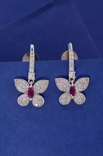 Silver color crystal diamond earrings
