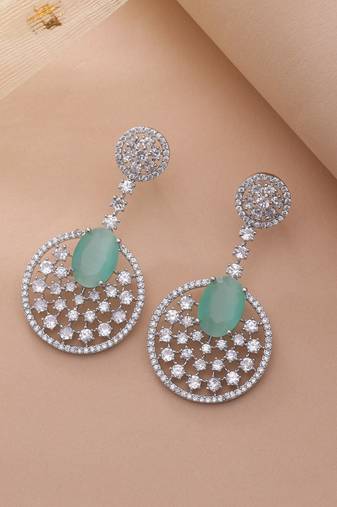 Pista green color diamond earrings