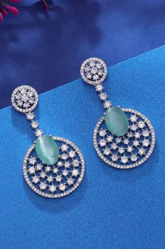 Pista green color diamond earrings