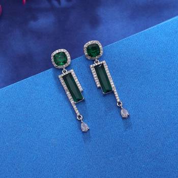 Green color designer diamond earrings 1