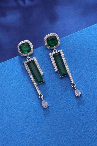 Green color designer diamond earrings