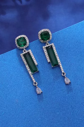 Green color designer diamond earrings