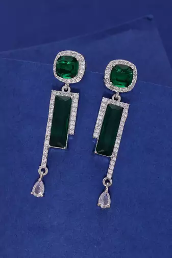 Green color designer diamond earrings