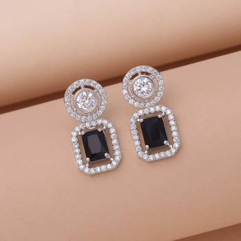 Black color american diamond earrings 1