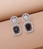 Black color american diamond earrings