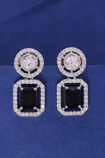 Black color american diamond earrings