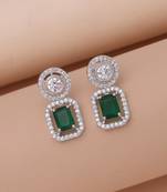 Green color crystal diamond earrings