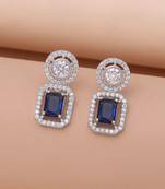 Blue color american diamond earrings