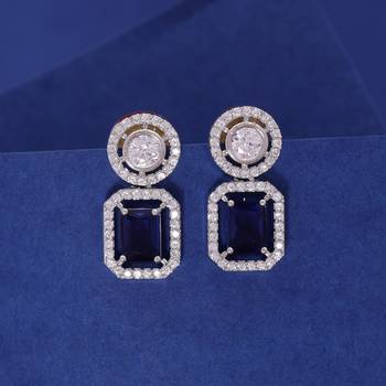 Blue color american diamond earrings 2