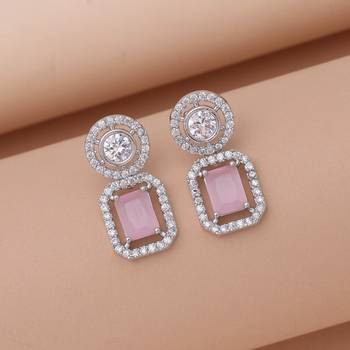 Light pink color diamond earrings 1