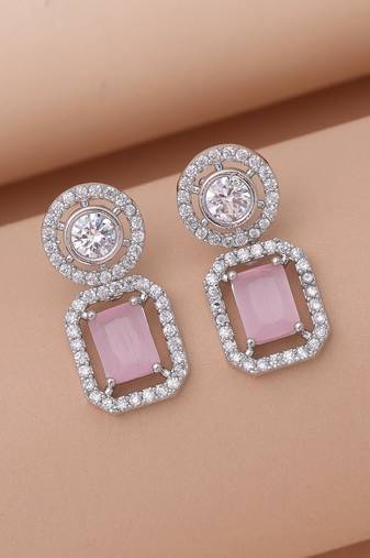 Light pink color diamond earrings