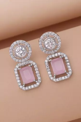Light pink color diamond earrings
