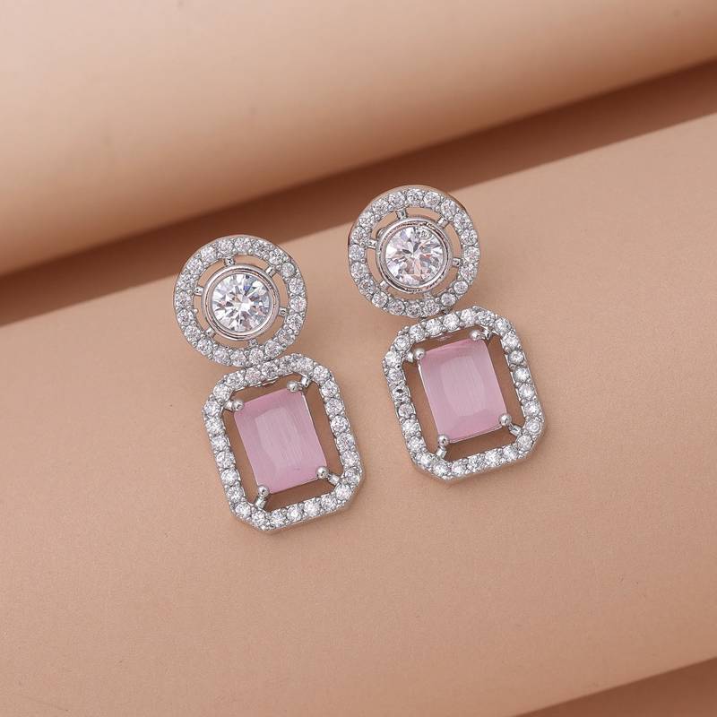 Light pink color diamond earrings