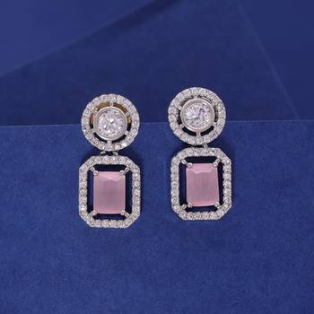Light pink color diamond earrings 2