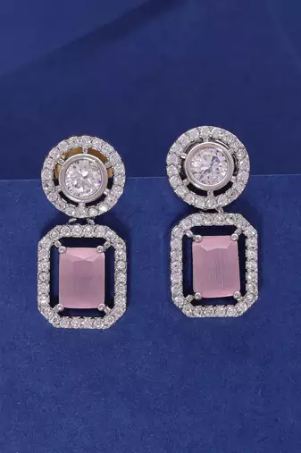 Light pink color diamond earrings
