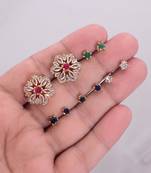 Assorted color 5 in 1 changeable ad stud earrings