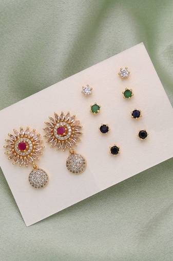 Assorted color 5 in 1 ad stud earrings set