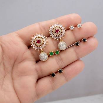 Assorted color 5 in 1 ad stud earrings set 2